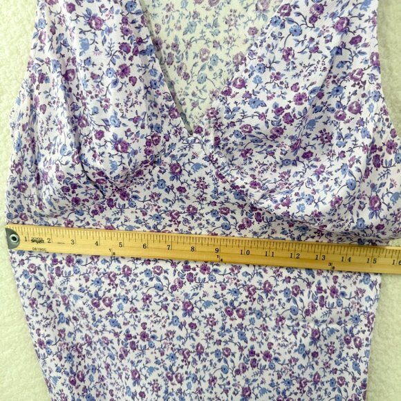 Reformation Calix Mini Dress is Muse Purple Floral Girly V Neckline Dress Size M - Picture 8 of 14